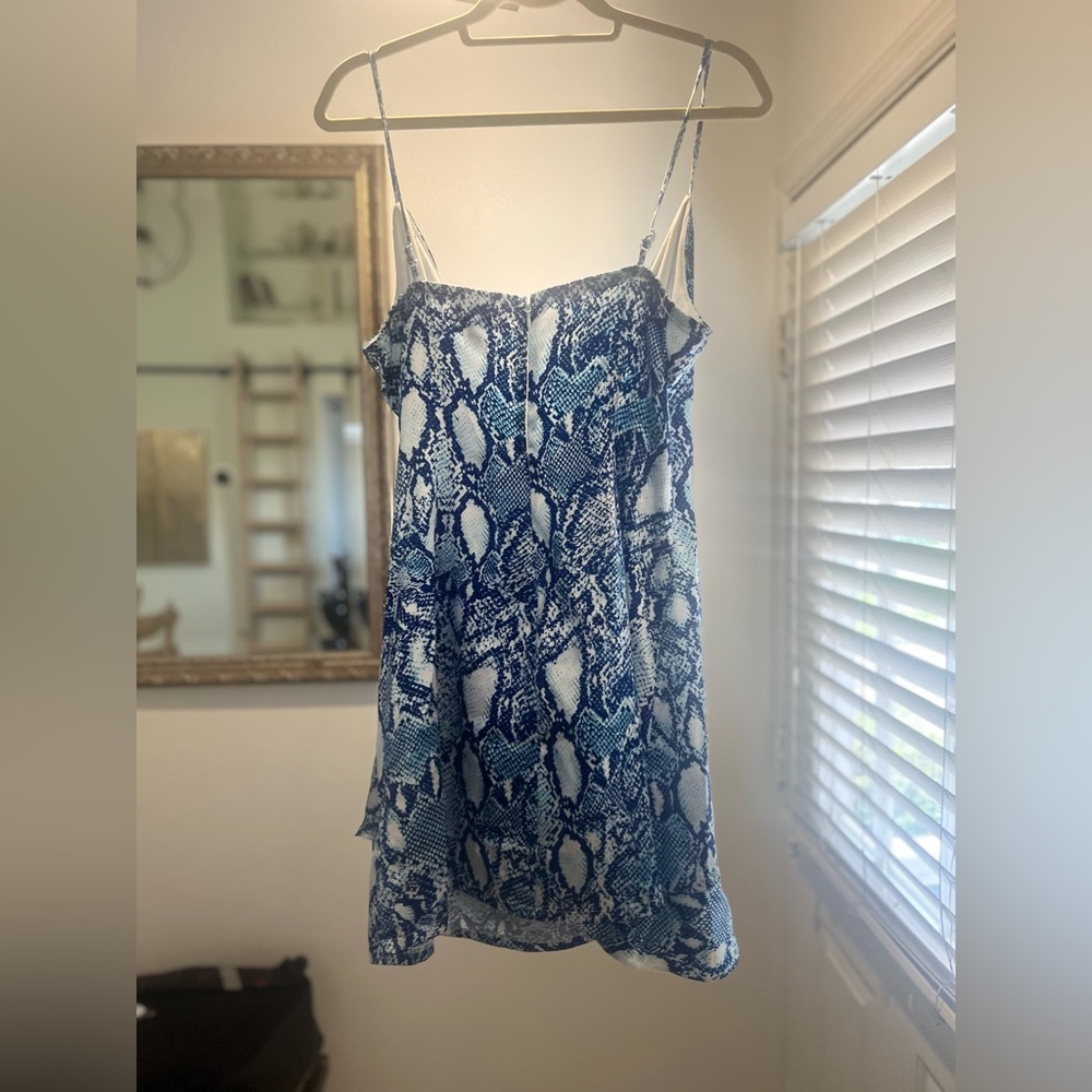 Blue Snake Print Mini Dress